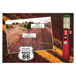 Vintage Historic Route 66 Postcard Gas Pump Retro Travel Souvenir Nostalgic Road
